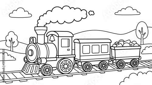 Vintage Steam Train Locomotive Engine.