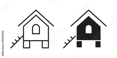 Chicken coop icon concept. Simple solid style. line stroke icons