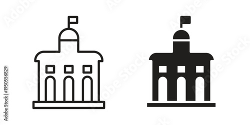 City hall icon concept. Simple solid style. line stroke icons