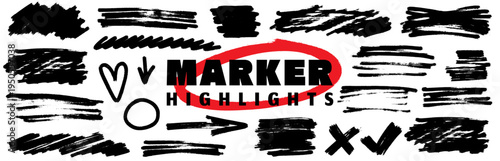 Minimal highlight and marker shape underline and strikethrough, highlight and marker refine line, strike, x and stroke style.