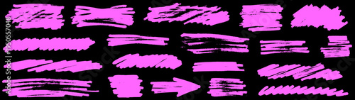 Playful highlight and marker create underline and strikethrough, highlight and marker move along line, strike, x and stroke in a dynamic style.