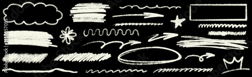 Sketchy underline with crayon marks, underline flows through line and arrow, crayon texture pairs with pencil, brush, wiggle, highlight and circle.