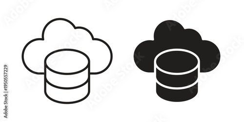 Cloud server icon concept. Simple solid style. line stroke icons