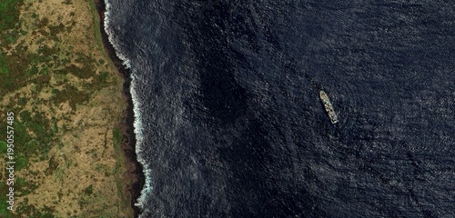 Obraz na płótnie Amsterdam Island Remote Volcanic Coastline Aerial View in the Southern Indian Oc