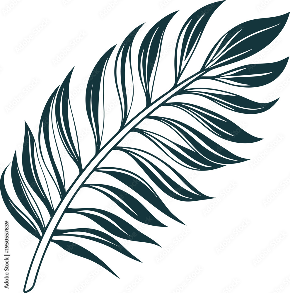 Fototapeta premium single tropical leaf silhoutte icon on transparent background