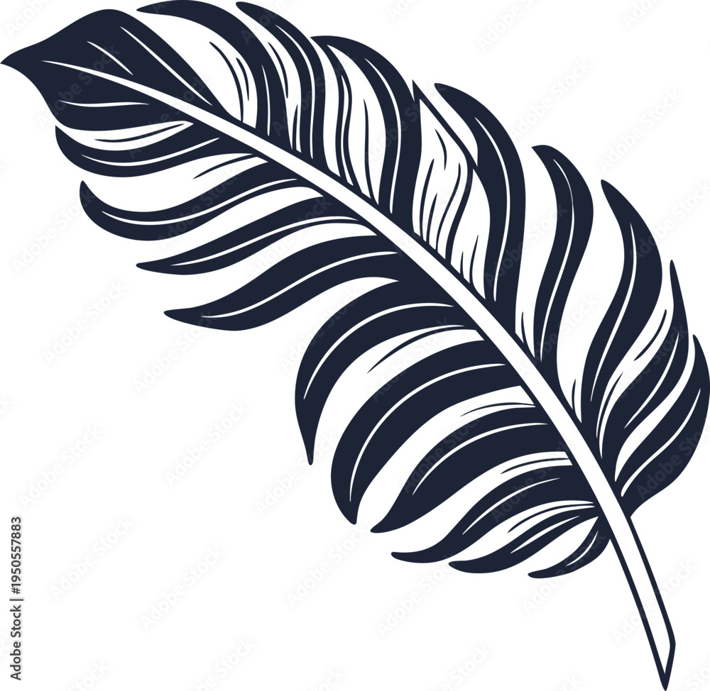 Obraz premium single tropical leaf silhoutte icon on transparent background