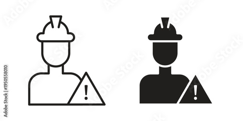 Construction risk icon concept. Simple solid style. line stroke icons