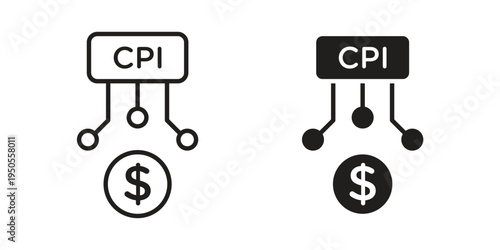 Consumer prices index icon concept. Simple solid style. line stroke icons