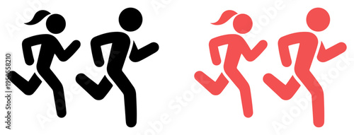 running people fitness sport icon set