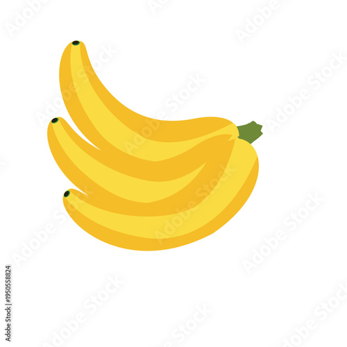 Vector illustration of a bunch of ripe yellow bananas isolated on white background