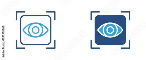 Eye scan icon set. Biometric eye recognition icon, identity verification and security technology concept. Vector illustration.