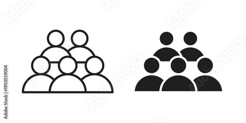 Crowd icon concept. Simple solid style. line stroke icons