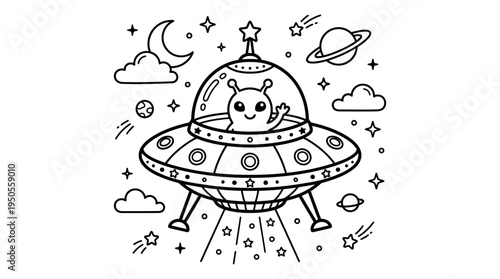Cat in a flying saucer ship.