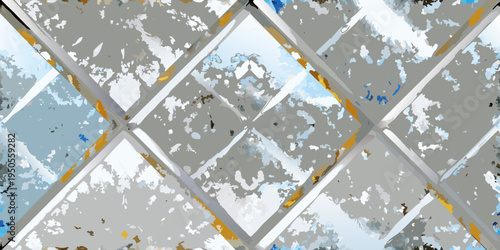 Abstract view of a diamond patterned glass ceiling or skylight