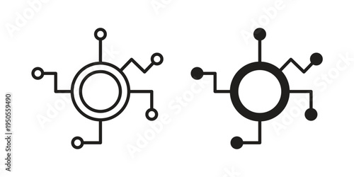 Decentralized icon concept. Simple solid style. line stroke icons