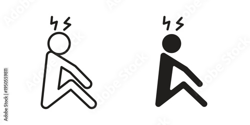 Depression icon concept. Simple solid style. line stroke icons