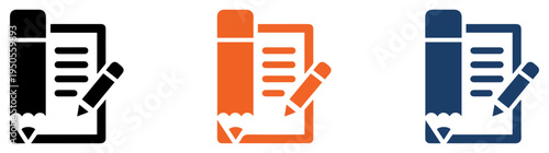 document pencil edit icons set