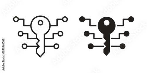 Digital key icon concept. Simple solid style. line stroke icons