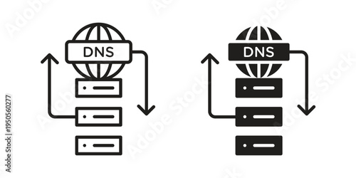 DNS icon concept. Simple solid style. line stroke icons