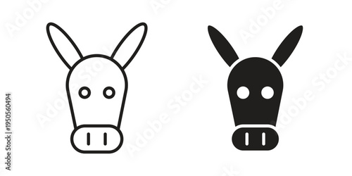 Donkey icon concept. Simple solid style. line stroke icons