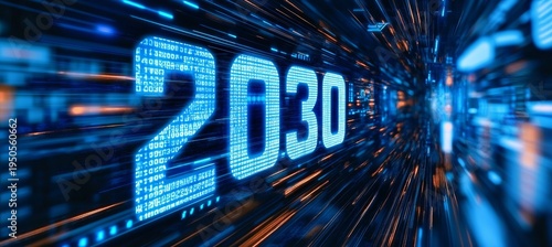 Futuristic Cityscape 2030 A Vision of Advanced Technology, Connectivity, and Innovation