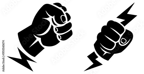 clenched fists lightning vector icon