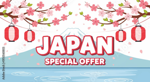 Japan Special Offer: Cherry Blossoms, Mt. Fuji, Lanterns, and Water Reflections