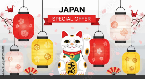Japan Special Offer: Lucky Cat, Lanterns, Cherry Blossoms, Origami Cranes, Fans