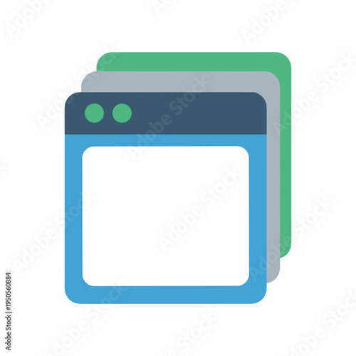 browser windows, web pages, stacked colorful