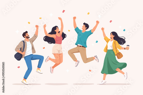 Happy People Jumping Together