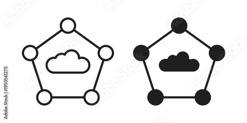 edge computing icon concept. Simple solid style. line stroke icons
