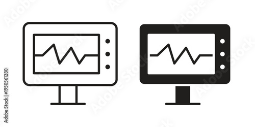 EKG monitor icon concept. Simple solid style. line stroke icons