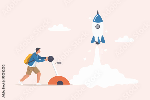 Rocket Launch and Young Man