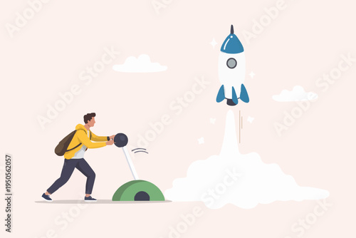 Person Launching Rocket Ship