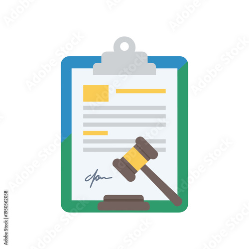 law, legal document with gavel on clipboard