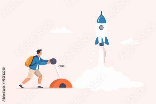 Person Launching Rocket Ship