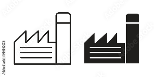 Factory icon concept. Simple solid style. line stroke icons