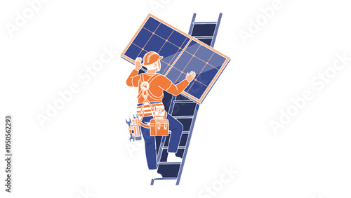 Solar Panel Installation: A technician meticulously installs solar panels, highlighting sustainable energy solutions. 