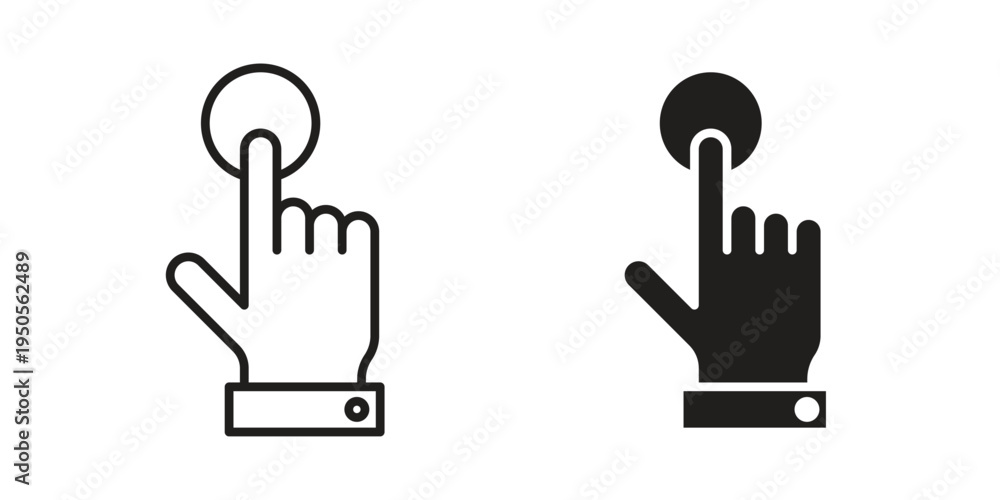 Fototapeta premium Finger press icon concept. Simple solid style. line stroke icons
