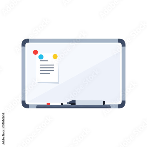 whiteboard with sticky notes and marker