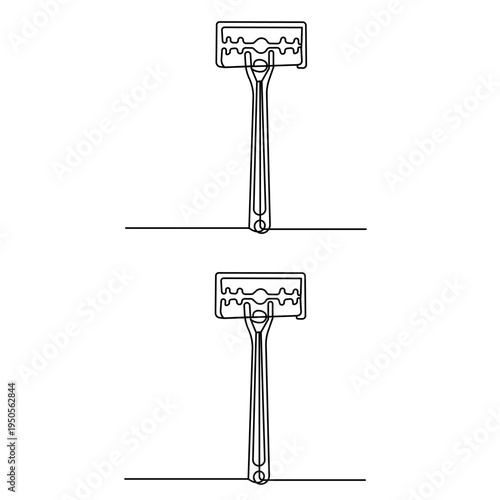 Continuous line drawing of a classic safety razor with a double edge blade
