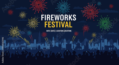 Fireworks Festival Celebration Cityscape Crowd Night Sky