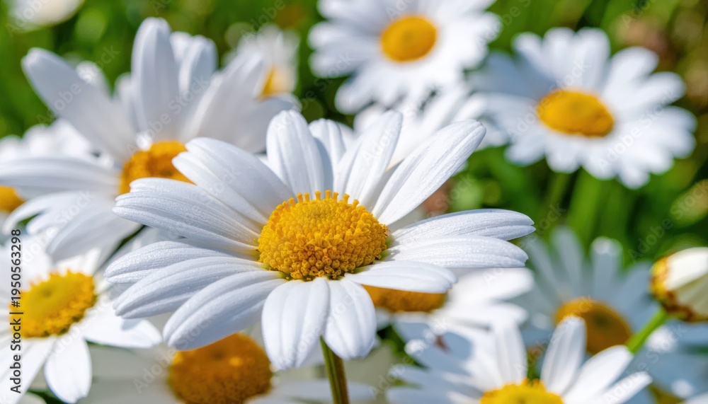 Fototapeta premium White daisies in a green field.