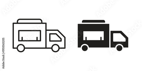 Food truck icon concept. Simple solid style. line stroke icons