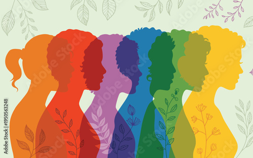 Mental health awareness illustration, a World Mental Health Day concept with a head silhouette profile symbolizing mood disorder, emotional burnout, bipolar disorder metapho and psychological support.