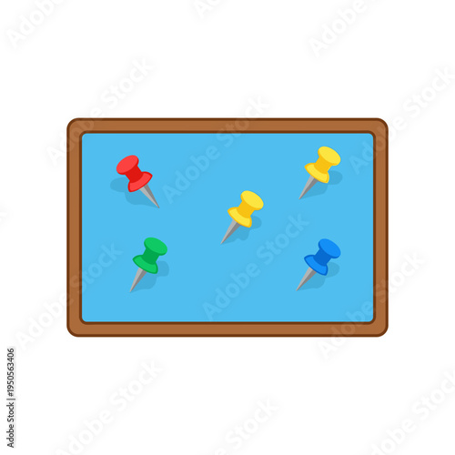 colorful push pins on blue bulletin board