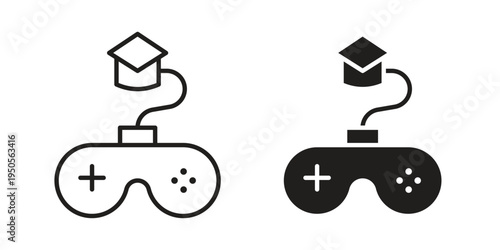 Game based learning icon concept. Simple solid style. line stroke icons