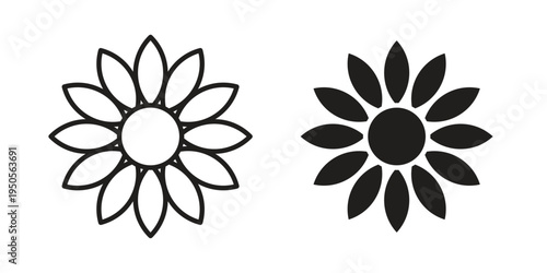 Gerbera icon concept. Simple solid style. line stroke icons