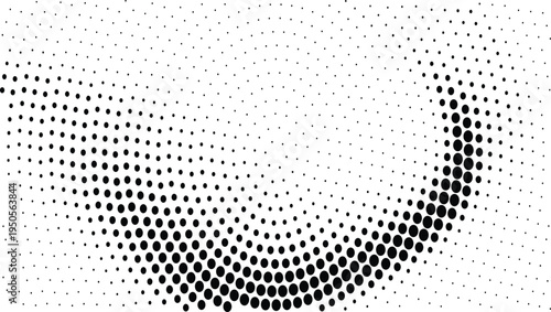 Halftone curved wave dotted abstract background