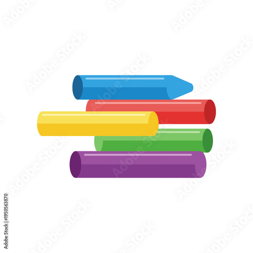 colorful plastic crayons isolated on white background